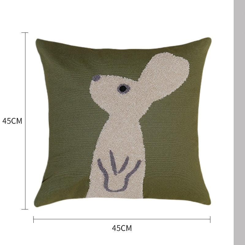 010#Cotton Canvas Animal Towel Embroidery Thorn Pillow