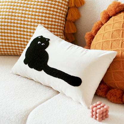 0092#Original Design Modern Minimalist Cat Embroidered Cushion