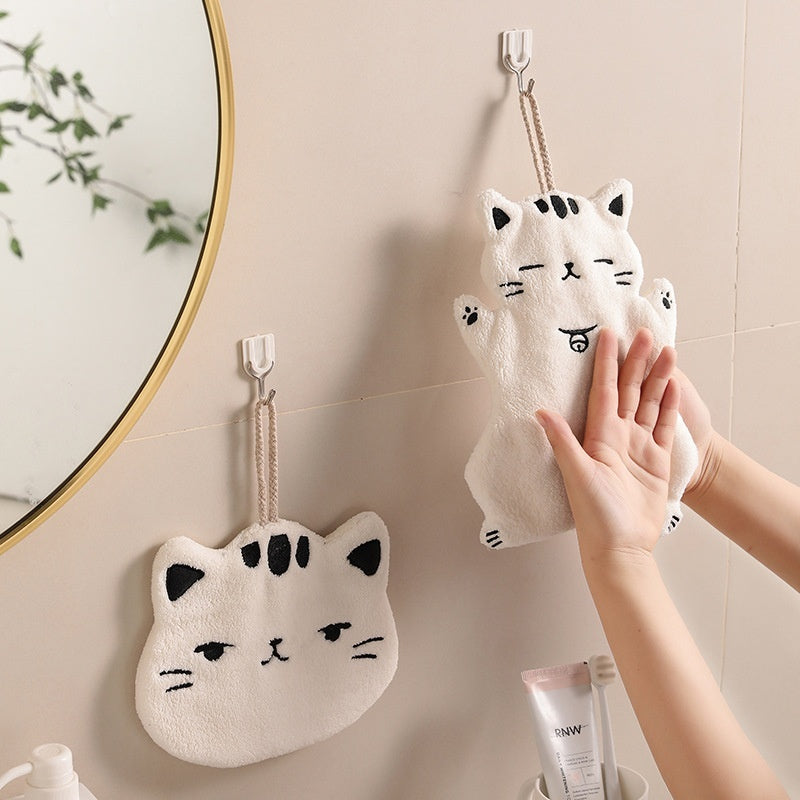 0087#Hand-wiping Small Tower Cute Cat Hand Towel Bathroom Kitchen Hanging Towel