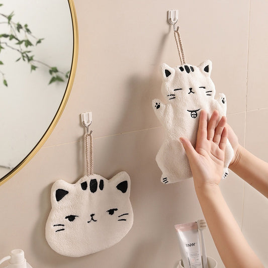 008#Hand-wiping Small Tower Cute Cat Hand Towel Bathroom Kitchen Hanging Towel