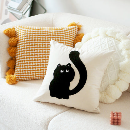 0092#Original Design Modern Minimalist Cat Embroidered Cushion