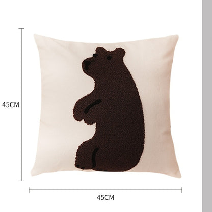 010#Cotton Canvas Animal Towel Embroidery Thorn Pillow