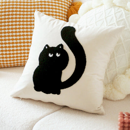 0092#Original Design Modern Minimalist Cat Embroidered Cushion