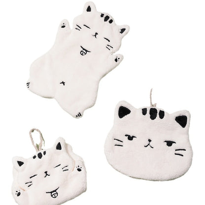 0087#Hand-wiping Small Tower Cute Cat Hand Towel Bathroom Kitchen Hanging Towel