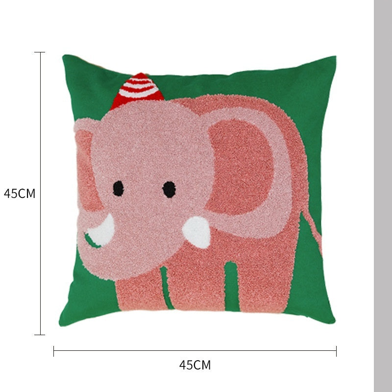 010#Cotton Canvas Animal Towel Embroidery Thorn Pillow