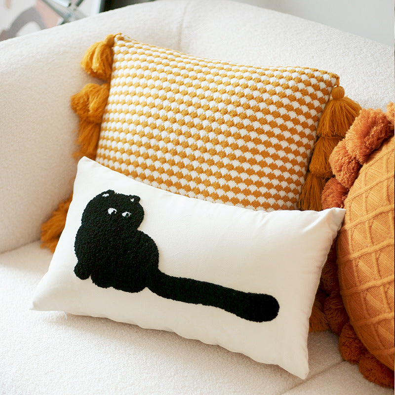 0092#Original Design Modern Minimalist Cat Embroidered Cushion