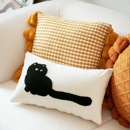 0092#Original Design Modern Minimalist Cat Embroidered Cushion