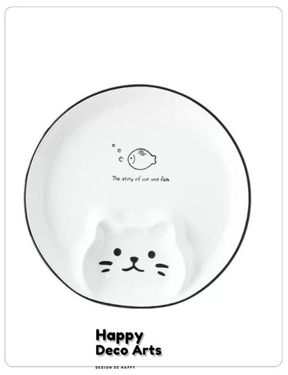 020#Happy Cat Porcelain Plate