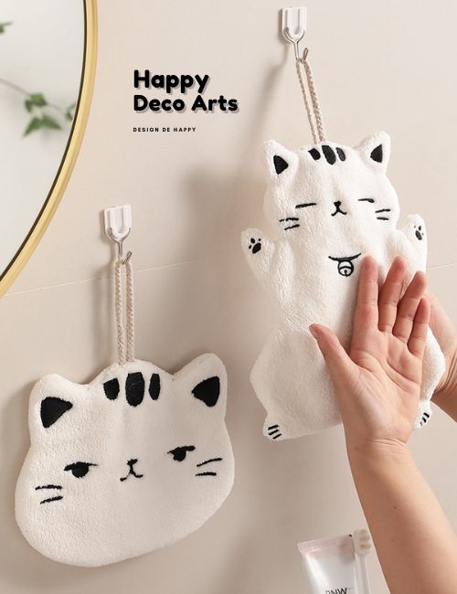 015#Happy Cat Hand Towel